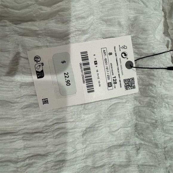 Zara Girls Wide-Leg White Pants Size 8 Elastic Waist Casual - Picture 3 of 3